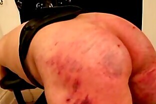 Brutal caning on the bench -