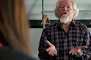 Grandpa fucks a beautiful y. pussy and gives her oral creampie 10 min