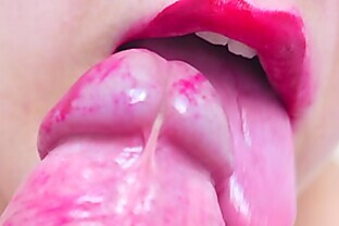 Slobbery and Juicy Blowjob with Red Lips POV 7 min