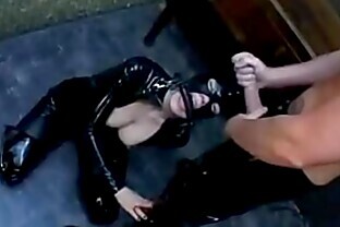 Latex catwoman fucks