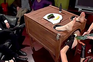 Slave stuffed with food in public
