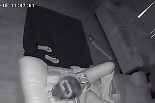 Babysitter Caught Masturbating on Couch with Wife Vibrator Hidden Cam