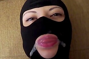 Masked Amateur Teen Slut Training Session: Submissive 18yo. Learns Jerking Off A Dick, Licking Balls, Getting Face Fucked