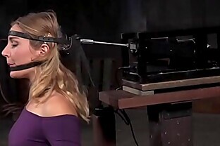 BDSM sub machine held and facefucked by bbc