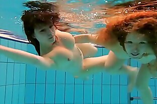 Katka and Kristy underwater swimming babes