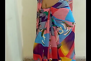 Indian desi wife removing sari and fingering pussy till orgasm with moaning