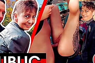 Weird-looking German granny ▼ MILF ▼ Rubina takes big cock in public!