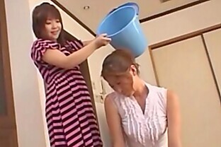 Asian teen slaps around her m. - foot domination