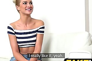 Fake Agent Tall Skinny Glamour model in Sweaty Casting Couch fuck