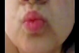 Talented white girl with her tongue