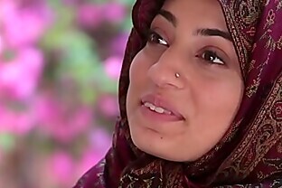 Horny arab babe riding black cock
