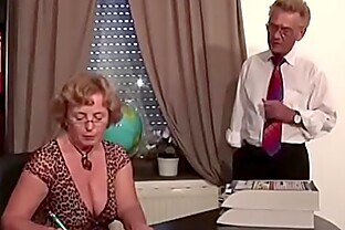 in Stockings hard fucked by Grandpa with Facial