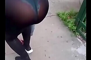 Black transparent leggings bending over
