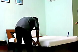 Indian Bhabhi In Blue Lingerie Teasing Young Room Service Boy