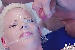 Surprise bukkake gangbang for Eva