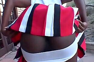 Black Hot black cheerleader Tiny Star takes it in her wet twat