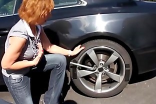 Grandma gets fucked hard outdoors after an auto repair
