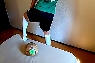 Elena jerks off the football club photographer after the photoshoot