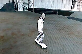 BDSM maniac hits his own balls in a dark garage.