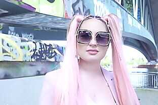 GERMAN SCOUT - Pink Hair Teen Maria Gail with Saggy Tits at Rough Anal Sex Casting