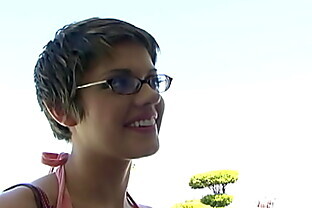 Short Hair College Girl Haileey James Pickup and Fuck by White Monster Cock