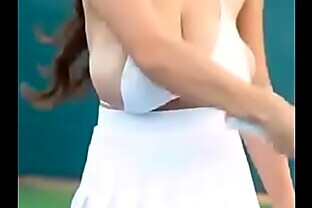 bouncing boob during playing tennis