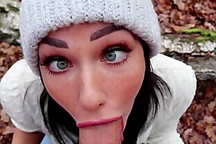 Freckled Teen SUCKS & SWALLOWS in the Woods - Shaiden Rogue