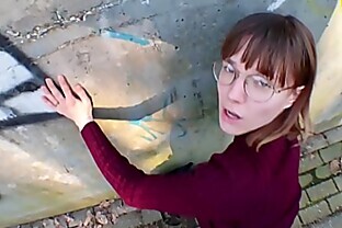 Fucked young student in public place POV