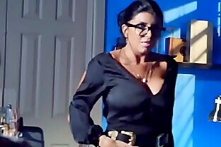 MILF teacher shows a porn movie in class and fucks a student
