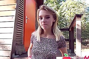 SWEET TEEN Lily Ray gets BONED behind an old shack and swallows a big load! (ENGLISH) Dates66.com