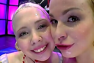 Cute blonde piss partners swallow cum - 666Bukkake