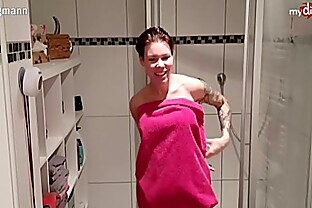 MyDirtyHobby - Hot college roommate caught in the shower she couldn't resist