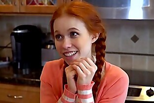 Pigtailed redhead teen banged roughly