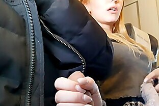 PUBLIC AIRPLANE Handjob and Blowjob - Bella Mur