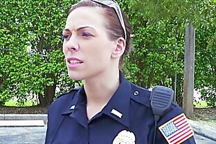 Female cops pull over black suspect and suck his cock