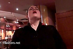 Upskirts masturbation in public restaurant of chubby amateur voyeur babe Alyss