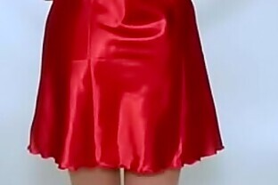 Red satin nightie.