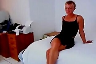Fit short haired milf fucks BBC then a girl with a strapon