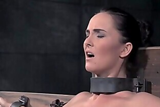 Flogged sub restrained over a sybian
