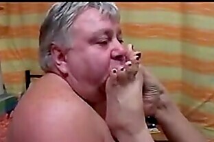 Fat German Grandfather Gets A Footjob
