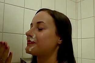 German Teen Sucking And Fucking In The Public Bathroom