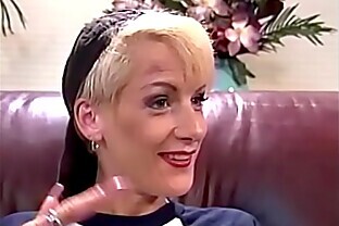 Short hair woman gets pounded from every angle in golden retro porn
