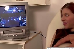 Knocked up redhead sucks and fucks in the doctor's office