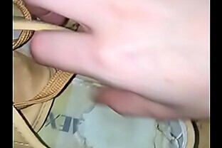 German Girl shows you old stinky shoes  and sweaty boots, sneakers, flats most worn shoes insoles see their footprints