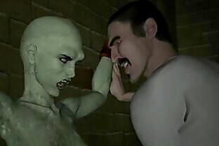 Tied up 3D cartoon zombie babe getting fingered good