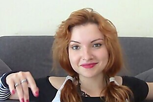 Redhead in striped socks loves to masturbate 6 min