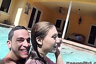 Busty girlfriend fucks in the outdoor pool 7 min