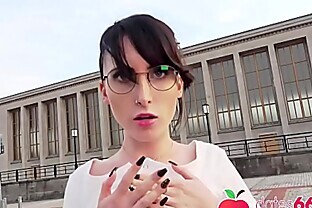 Babe Lou Nesbit ○ with Nerdy Glasses ○ Picked up & Fucked in Public! ▶  (FULL SCENE) 18 min