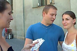 CZECH COUPLES Young Couple Takes Money for Public Foursome 7 min