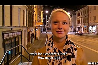 Cute blonde Czech student is paid for sex in public 10 min